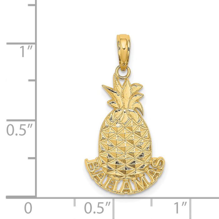 Million Charms 14K Yellow Gold Themed 2-D Bahamas Pineapple Charm