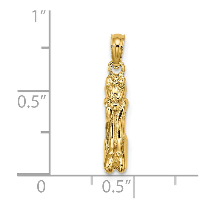 Million Charms 14K Yellow Gold Themed 3-D & Polished Marco Island Cat Charm