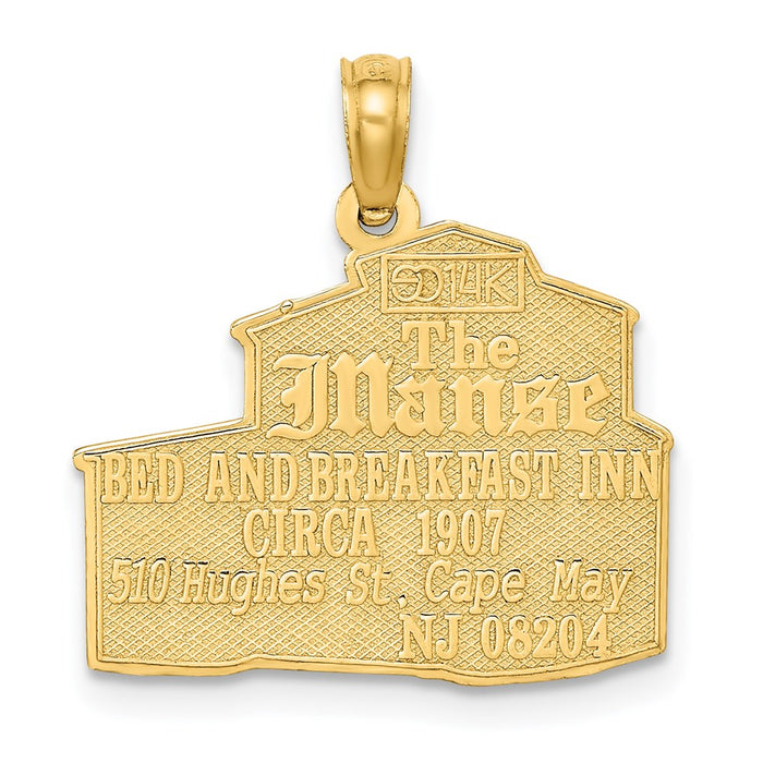 Million Charms 14K Yellow Gold Themed The Manse Bed & Breakfast Inn With Engraved Cape May Charm