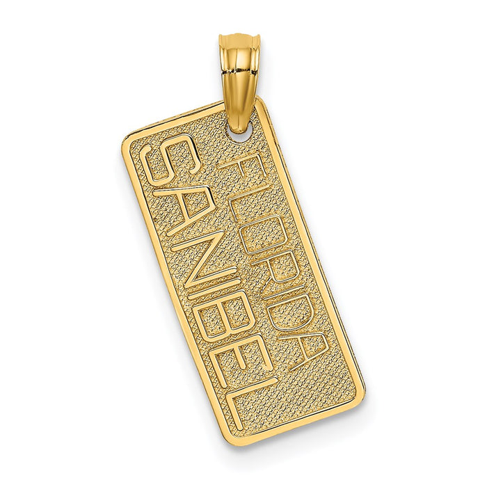 Million Charms 14K Yellow Gold Themed Textured Small Florida Sanibel License Plate