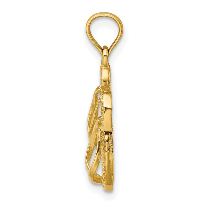 Million Charms 14K Yellow Gold Themed Textured Flip-Flop Charm