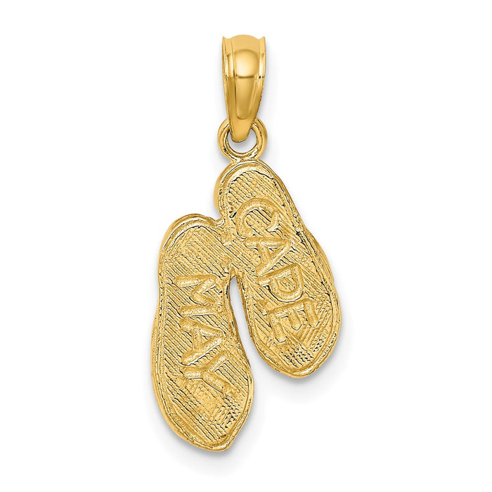 Million Charms 14K Yellow Gold Themed Textured Flip-Flop Charm