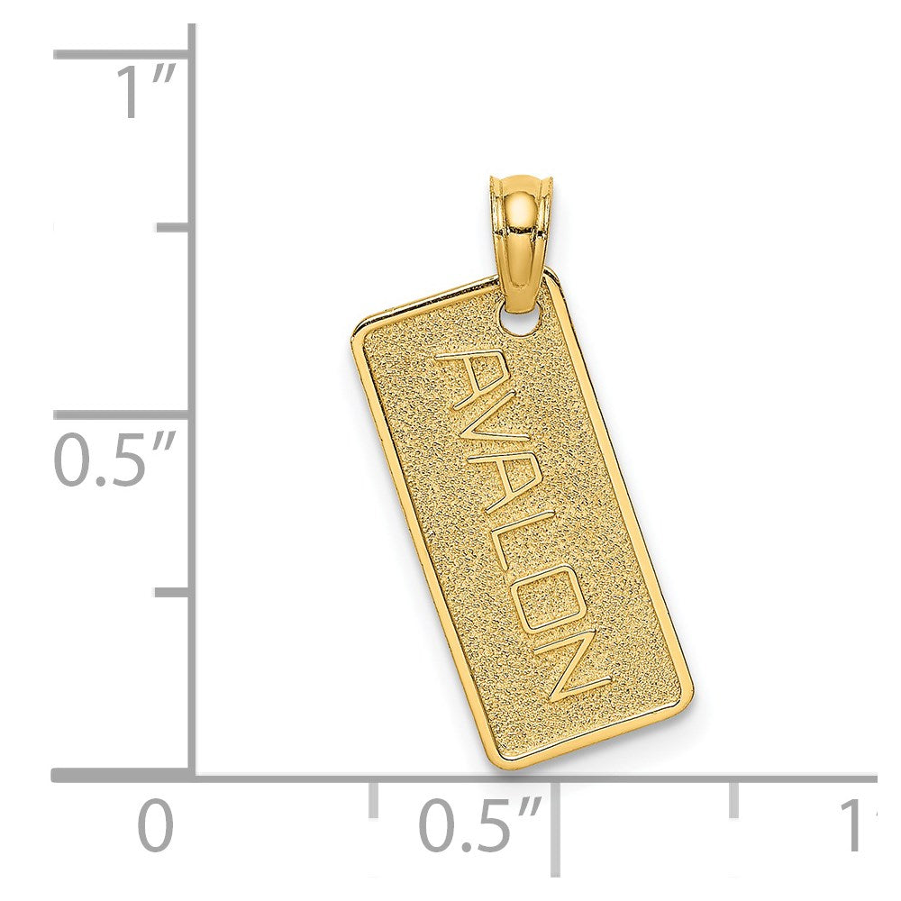 Million Charms 14K Yellow Gold Themed Textured Avalon License Plate
