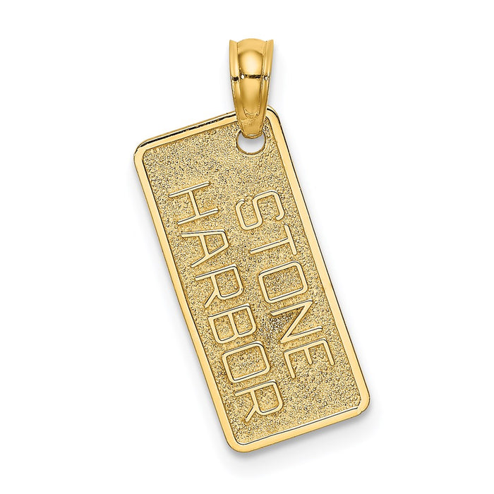 Million Charms 14K Yellow Gold Themed Textured Stone Harbor License Plate