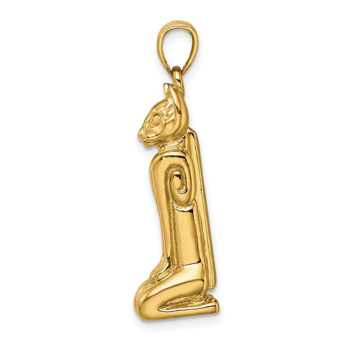 Million Charms 14K Yellow Gold Themed 3-D Polished Marco Island Cat Charm