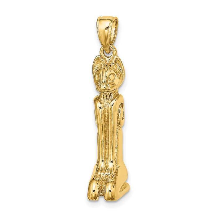 Million Charms 14K Yellow Gold Themed 3-D Polished Marco Island Cat Charm