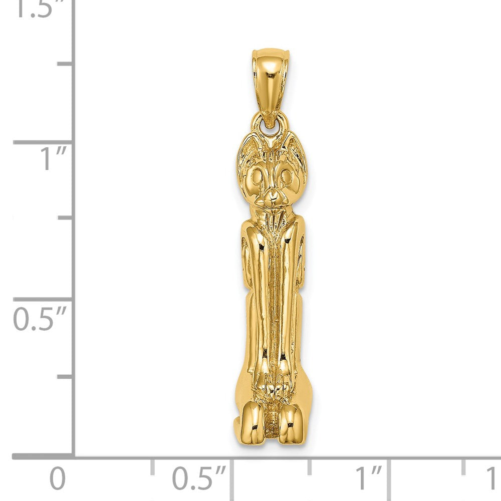 Million Charms 14K Yellow Gold Themed 3-D Polished Marco Island Cat Charm