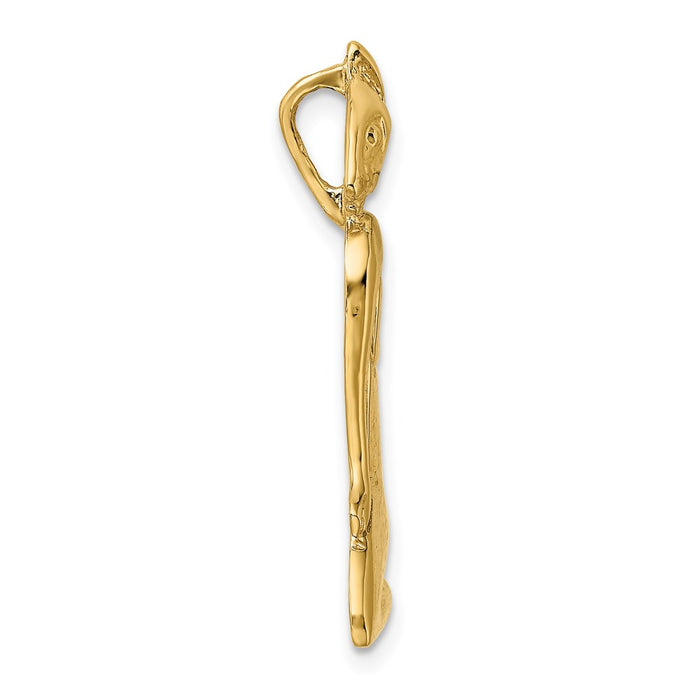 Million Charms 14K Yellow Gold Themed 2-D Marco Island Cat With Hidden Bail Charm
