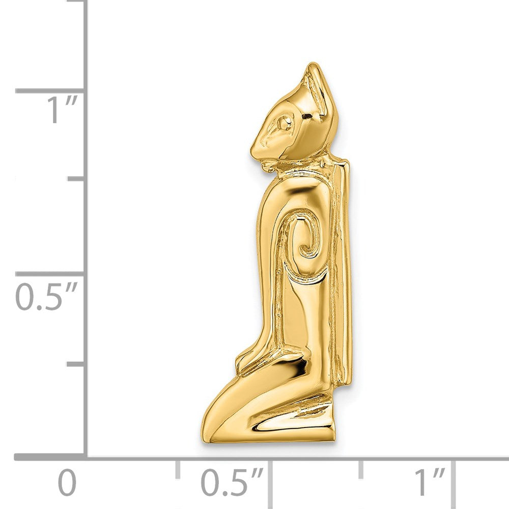 Million Charms 14K Yellow Gold Themed 2-D Marco Island Cat With Hidden Bail Charm