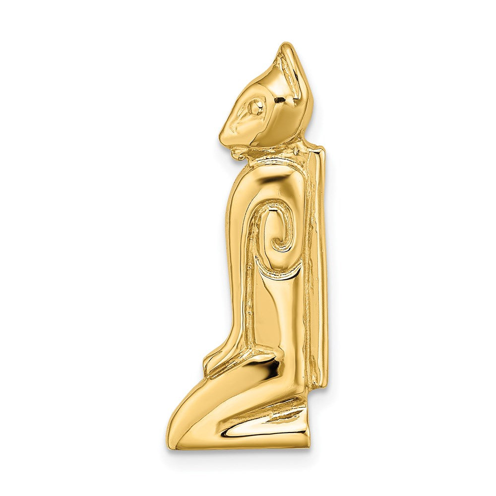 Million Charms 14K Yellow Gold Themed 2-D Marco Island Cat With Hidden Bail Charm