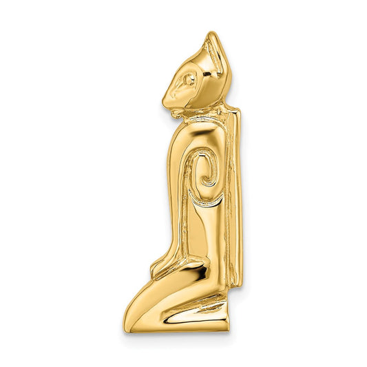 Million Charms 14K Yellow Gold Themed 2-D Marco Island Cat With Hidden Bail Charm