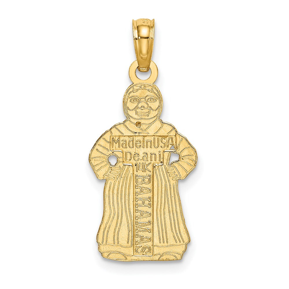 Million Charms 14K Yellow Gold Themed 2-D Bahamas Mama Full Figure Charm