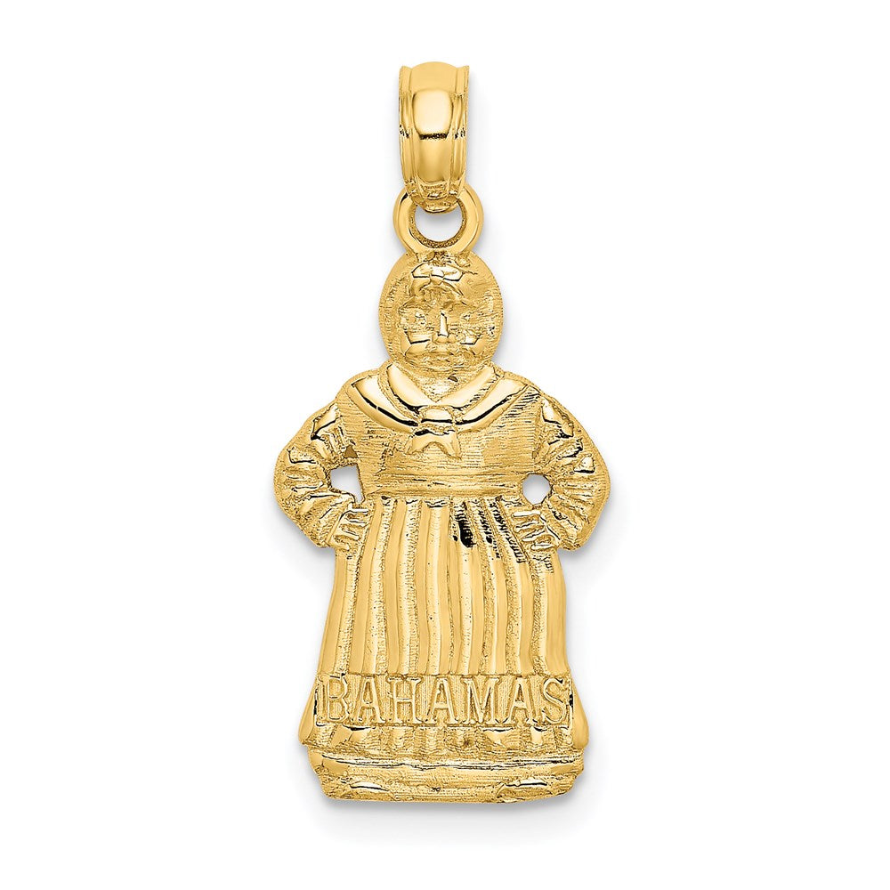 Million Charms 14K Yellow Gold Themed 2-D Bahamas Mama Full Figure Charm