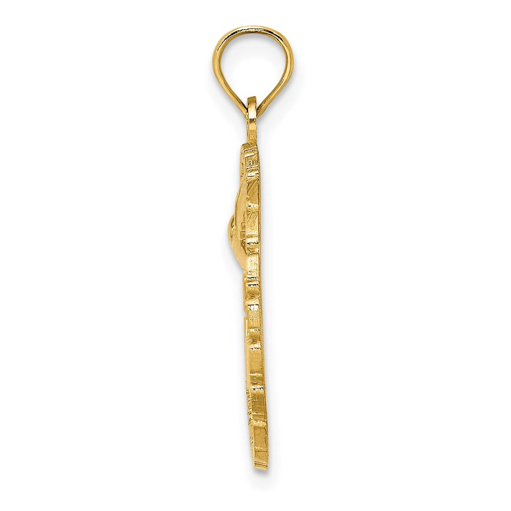 Million Charms 14K Yellow Gold Themed Jamaica With Bird In Round Frame Charm