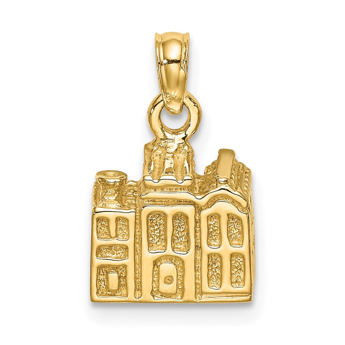 Million Charms 14K Yellow Gold Themed 3-D Charleston Rainbow Row Buildings