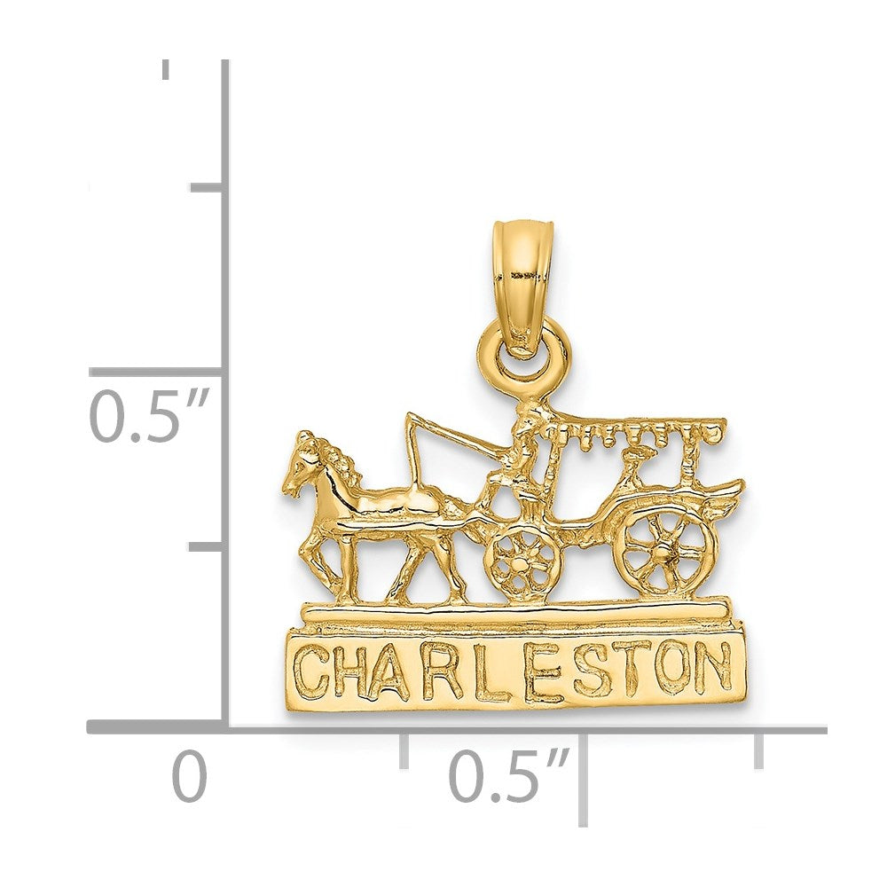 Million Charms 14K Yellow Gold Themed Charleston Horse & Cart