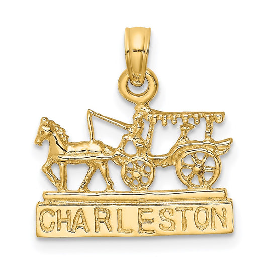 Million Charms 14K Yellow Gold Themed Charleston Horse & Cart