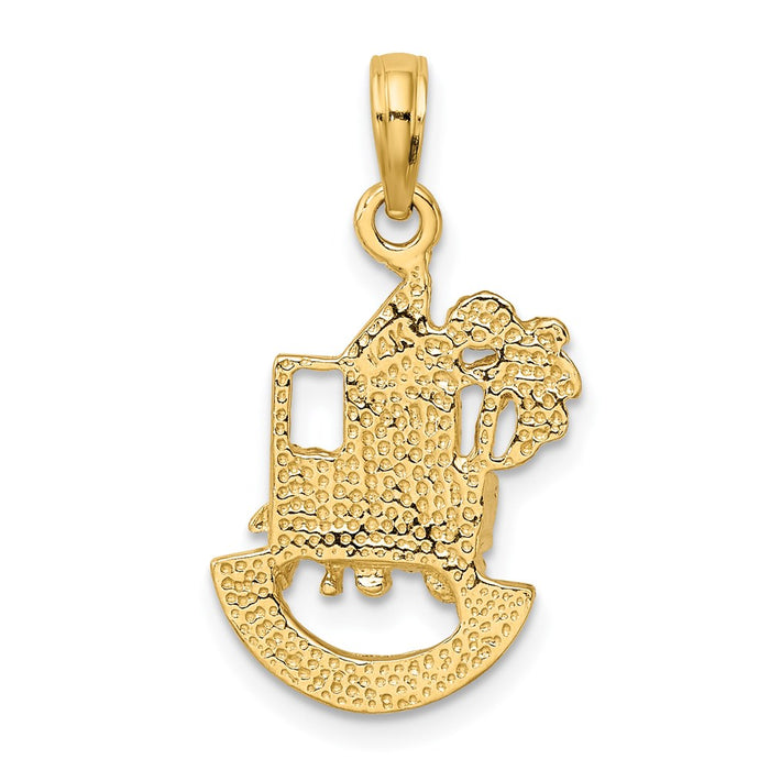 Million Charms 14K Yellow Gold Themed Charleston Scene With Horse, Cart, & House