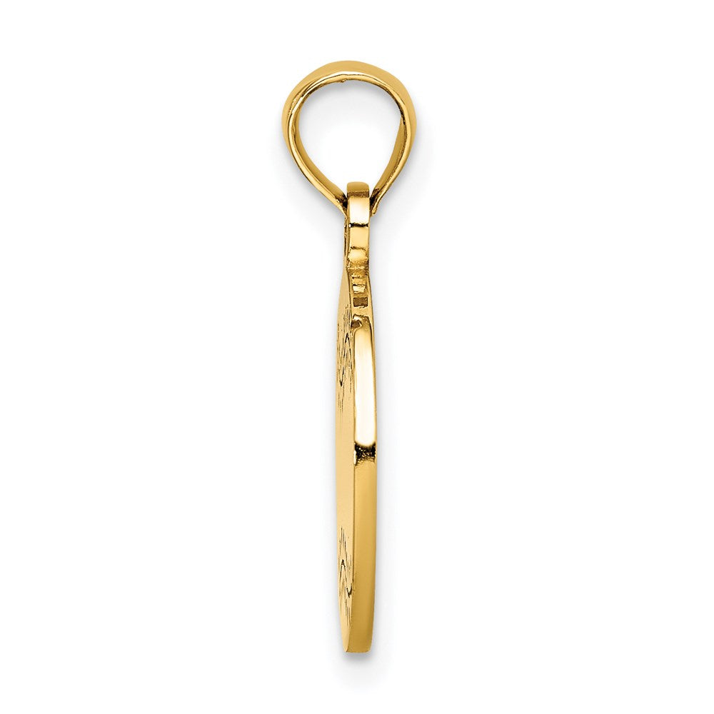 Million Charms 14K Yellow Gold Themed Polished & Textured Flat Sports Baseball Charm