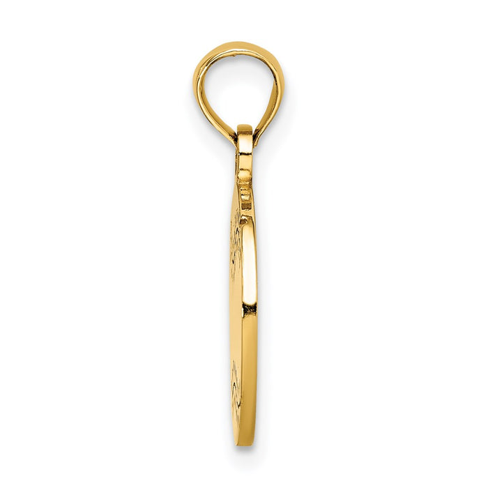 Million Charms 14K Yellow Gold Themed Polished & Textured Flat Sports Baseball Charm