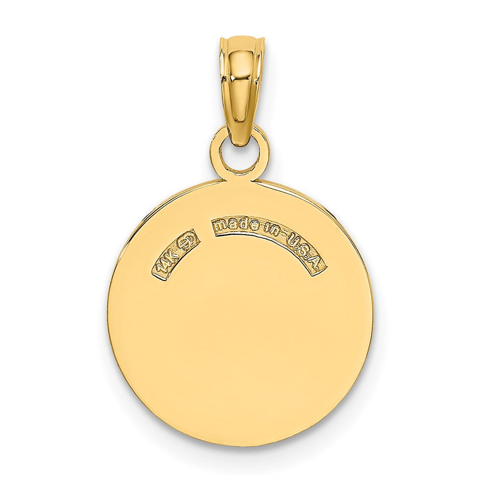 Million Charms 14K Yellow Gold Themed Polished & Textured Flat Sports Baseball Charm