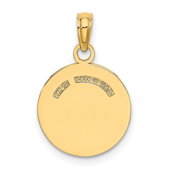 Million Charms 14K Yellow Gold Themed Polished & Textured Flat Sports Baseball Charm