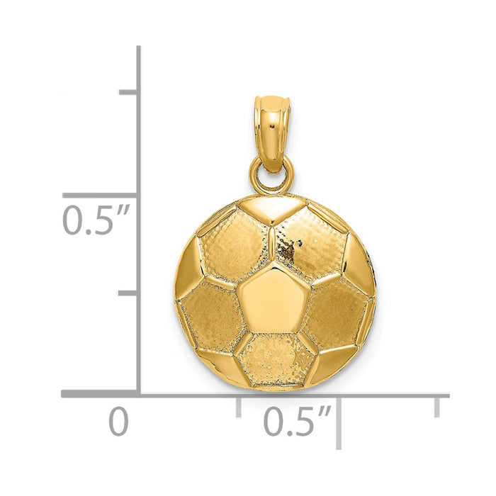 Million Charms 14K Yellow Gold Themed 2-D Engraveable Sports Soccer Ball Charm