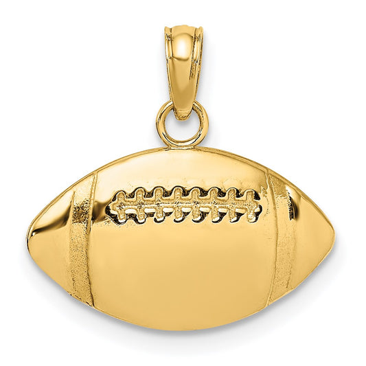 Million Charms 14K Yellow Gold Themed 2-D & Engraveable Sports Football Charm