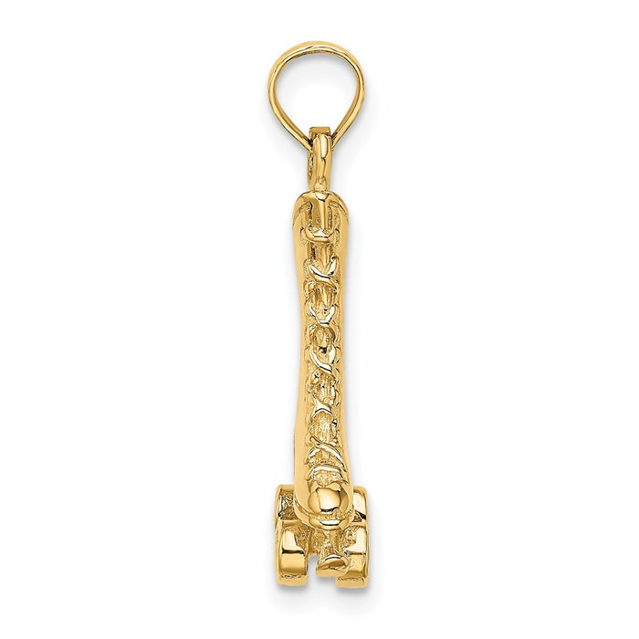 Million Charms 14K Yellow Gold Themed 3-D Roller Skate Charm