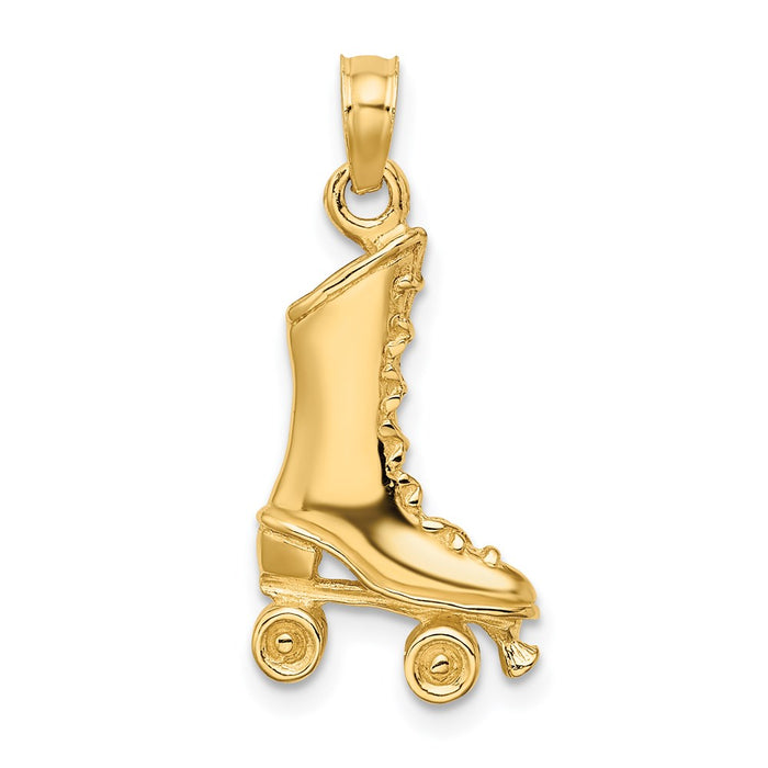 Million Charms 14K Yellow Gold Themed 3-D Roller Skate Charm