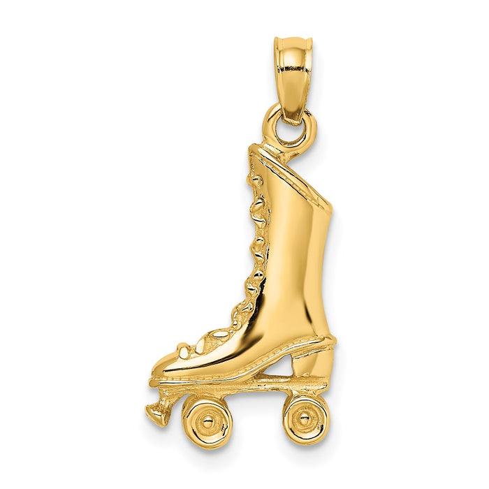 Million Charms 14K Yellow Gold Themed 3-D Roller Skate Charm