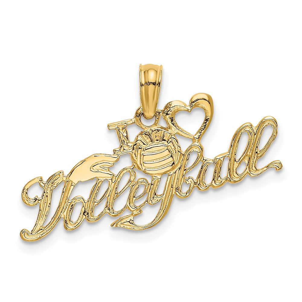 Million Charms 14K Yellow Gold Themed I Heart Volleyball Charm
