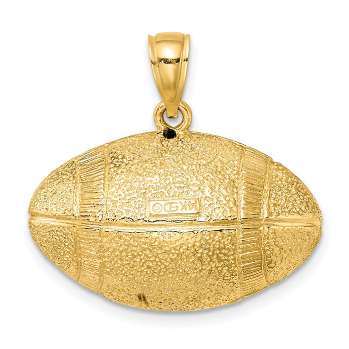 Million Charms 14K Yellow Gold Themed 3-D Sports Football Hanging Horizontal