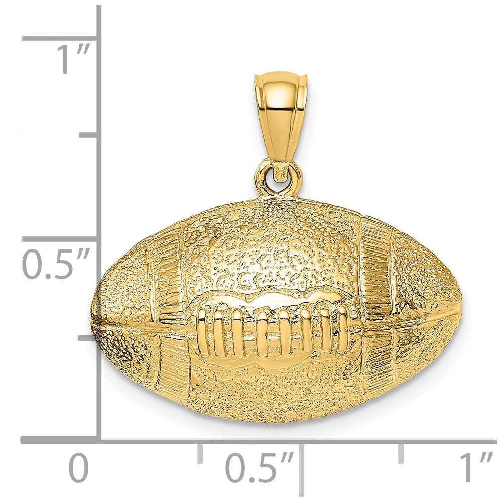 Million Charms 14K Yellow Gold Themed 3-D Sports Football Hanging Horizontal