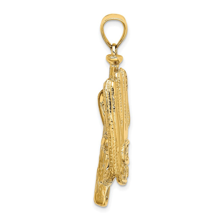 Million Charms 14K Yellow Gold Themed 3-D Sports Baseball Glove ,Bat & Ball Charm