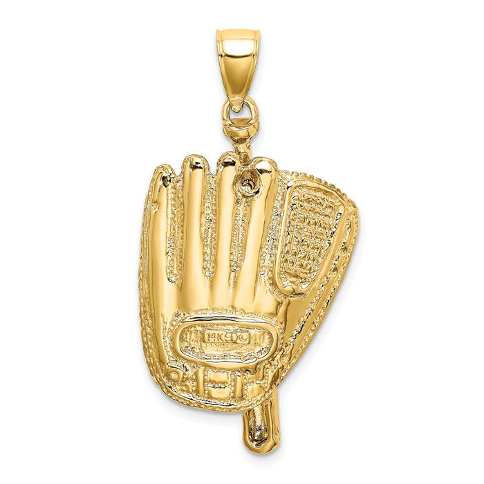 Million Charms 14K Yellow Gold Themed 3-D Sports Baseball Glove ,Bat & Ball Charm