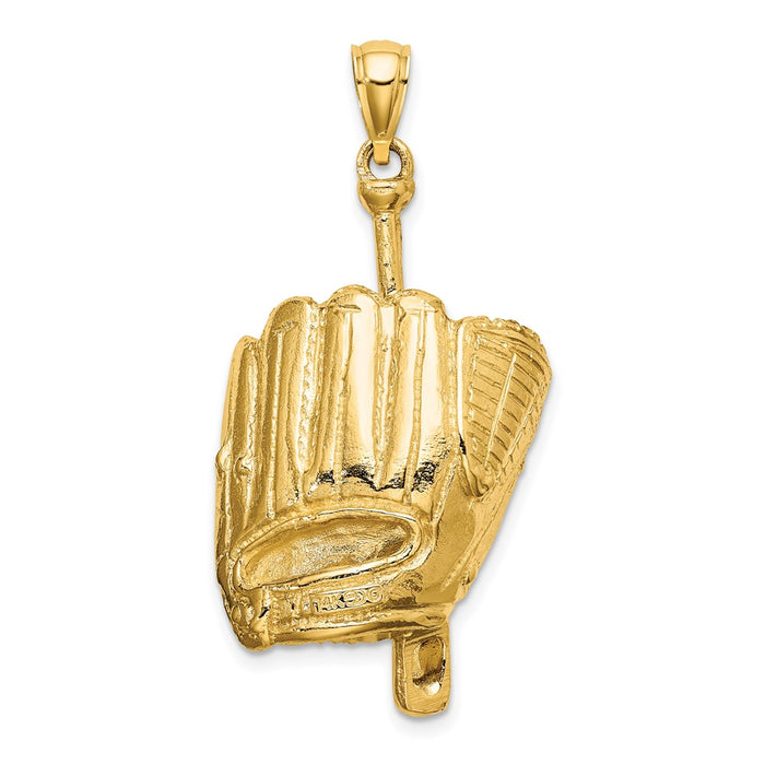 Million Charms 14K Yellow Gold Themed 3-D Sports Baseball Glove, Bat, Ball Charm