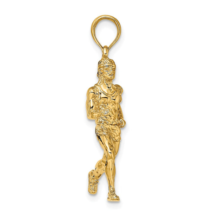 Million Charms 14K Yellow Gold Themed 3-D Polished Sports Runner (Jogger) Charm