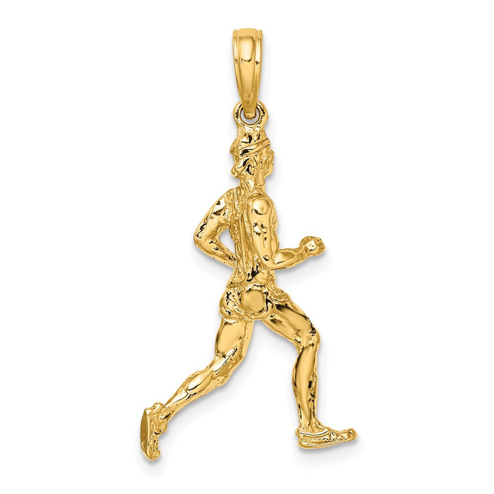 Million Charms 14K Yellow Gold Themed 3-D Polished Sports Runner (Jogger) Charm