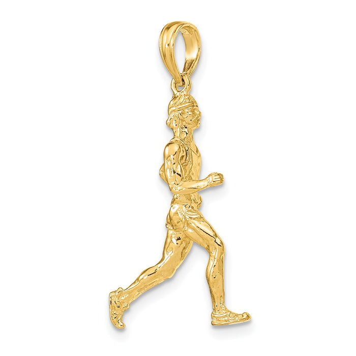 Million Charms 14K Yellow Gold Themed 3-D Polished Sports Runner (Jogger) Charm