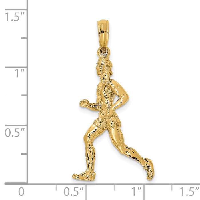 Million Charms 14K Yellow Gold Themed 3-D Polished Sports Runner (Jogger) Charm