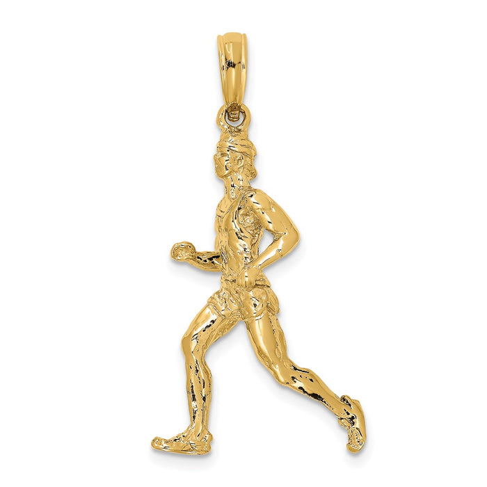 Million Charms 14K Yellow Gold Themed 3-D Polished Sports Runner (Jogger) Charm