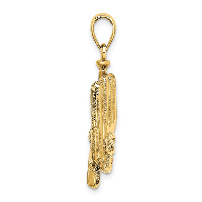Million Charms 14K Yellow Gold Themed 3-D Sports Baseball Glove, Bat & Ball Charm