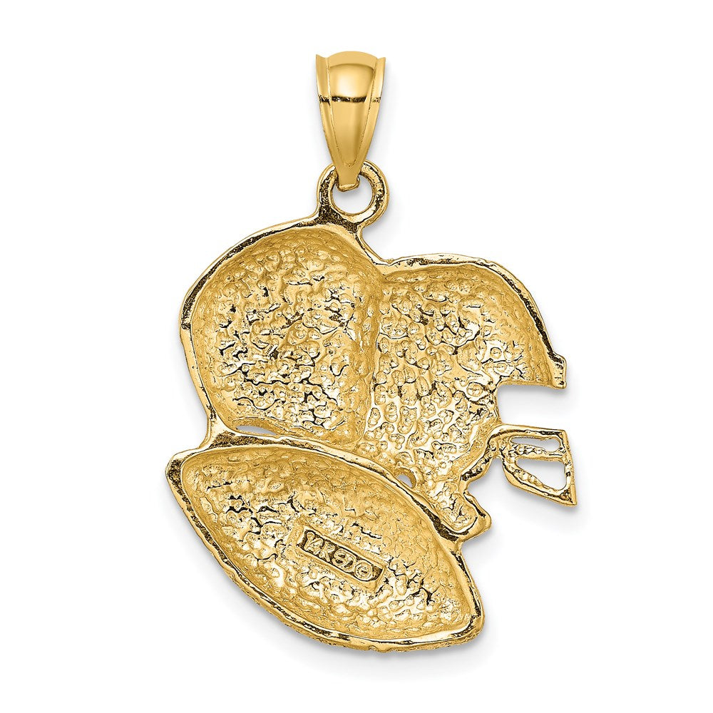 Million Charms 14K Yellow Gold Themed 2-D Double Sports Football Helmets & Ball Charm