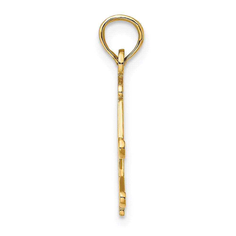Million Charms 14K Yellow Gold Themed Polished & Engraved Snow Skies, Boot & Pole Charm