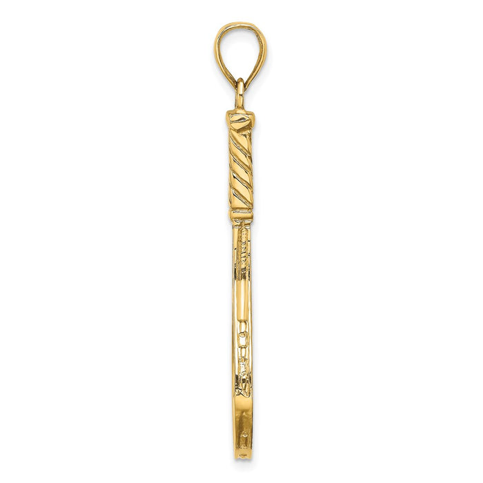 Million Charms 14K Yellow Gold Themed 3-D Polished Sports Tennis Racquet Charm