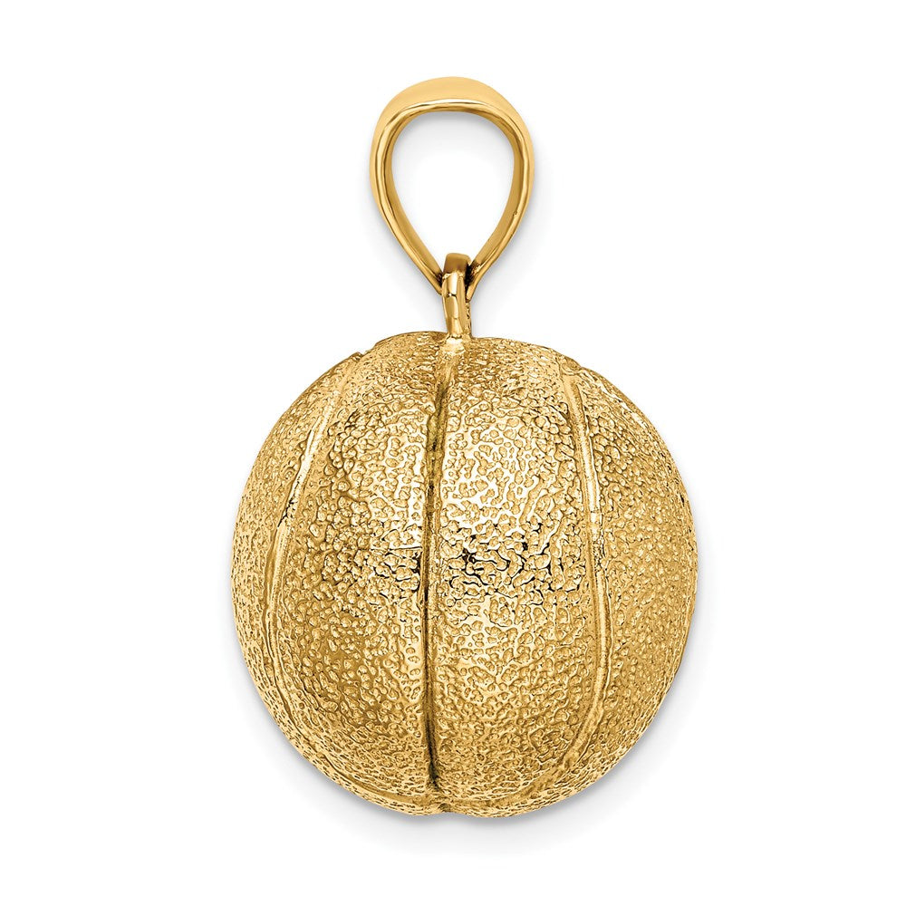 Million Charms 14K Yellow Gold Themed 3-D Textured Sports Basketball Charm