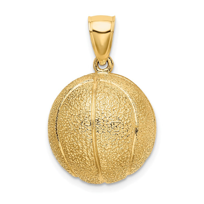 Million Charms 14K Yellow Gold Themed 3-D Textured Sports Basketball Charm