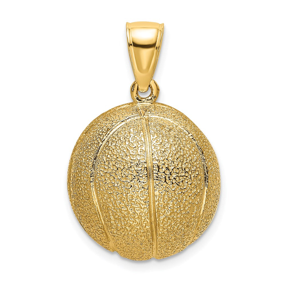 Million Charms 14K Yellow Gold Themed 3-D Textured Sports Basketball Charm