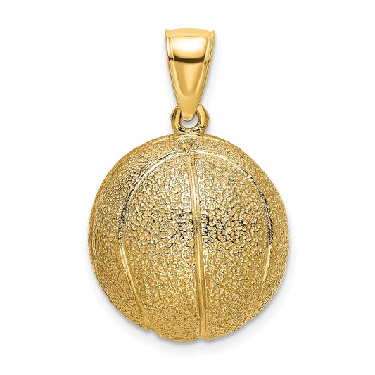 Million Charms 14K Yellow Gold Themed 3-D Textured Sports Basketball Charm